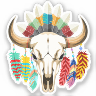Büffelschädel-Emblem der amerikanischen Ureinwohne Aufkleber