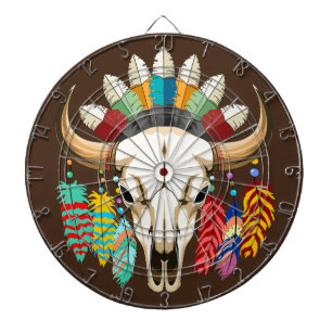 Büffelschädel-Emblem der amerikanischen Ureinwohne Dartscheibe
