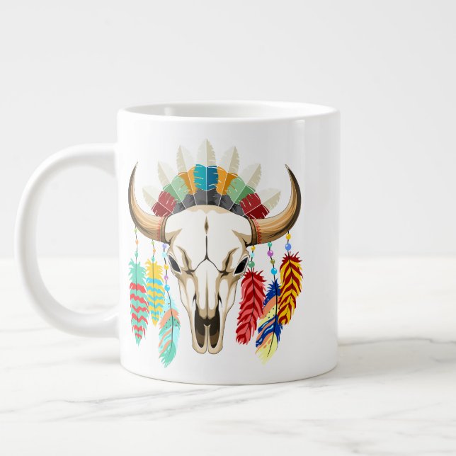 Büffelschädel-Emblem der amerikanischen Ureinwohne Jumbo-Tasse (Links)