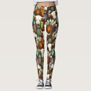 Büffelschädel-Emblem der amerikanischen Ureinwohne Leggings