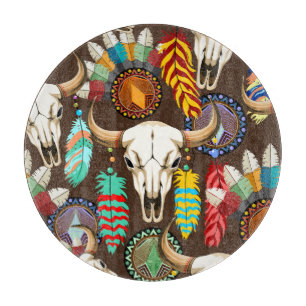 Büffelschädel-Emblem der amerikanischen Ureinwohne Schneidebrett
