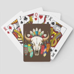 Büffelschädel-Emblem der amerikanischen Ureinwohne Spielkarten