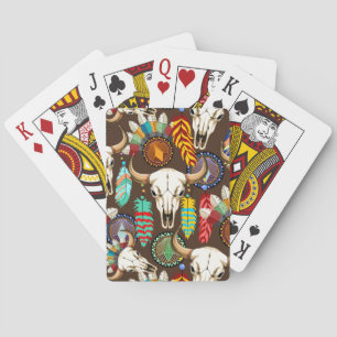 Büffelschädel-Emblem der amerikanischen Ureinwohne Spielkarten