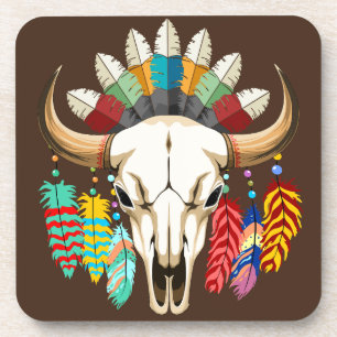 Büffelschädel-Emblem der Native Americans Getränkeuntersetzer