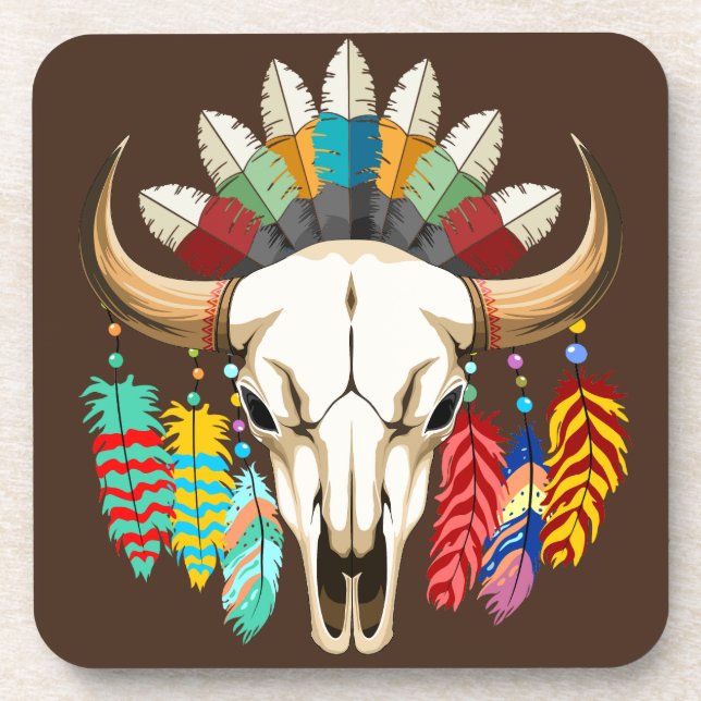 Büffelschädel-Emblem der Native Americans Getränkeuntersetzer (Vorderseite)