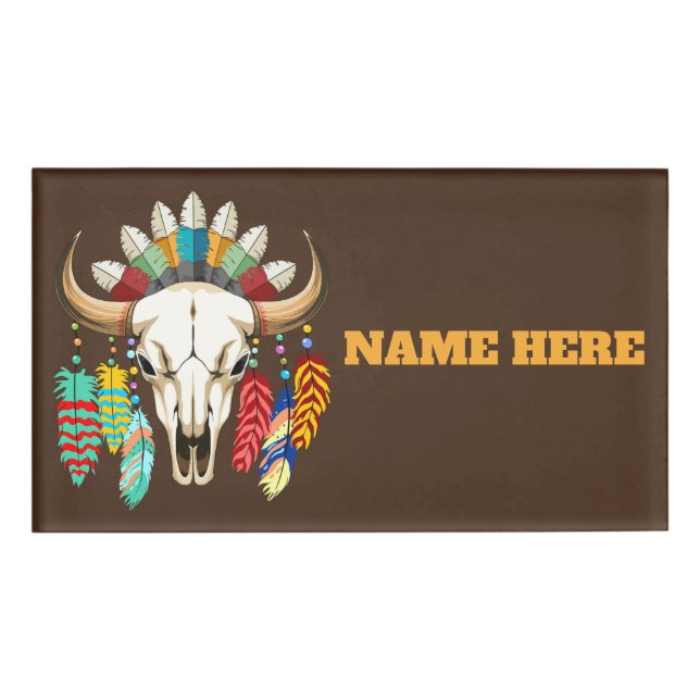 Büffelschädel-Emblem der Native Americans Namenschild (Vorderseite)