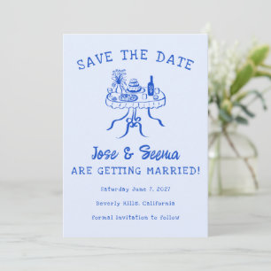 Buffet Abendessen Tisch Handgezeichnet Süß Custom Save The Date