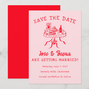 Buffet Abendtisch Handgezeichnet Süß Custom Save The Date