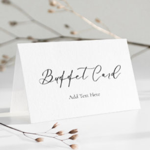 Buffet-Karte für Minimalistisches White Script-Leb Platzkarte