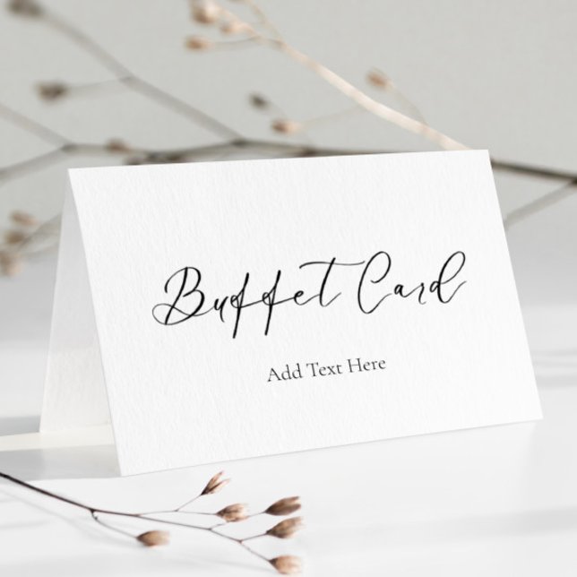 Buffet-Karte für Minimalistisches White Script-Leb Platzkarte (Von Creator hochgeladen)