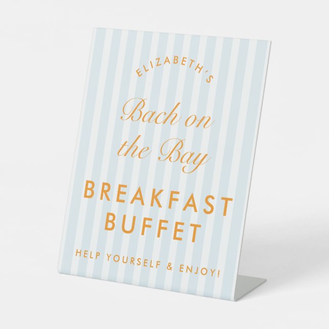 Buffet Vintag Blue & Orange Bachelorette Sockelschild (Vorderseite)