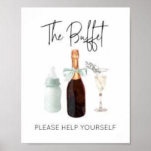 Buffet-Zeichen für Baby Dusche Grün Sip & See Poster