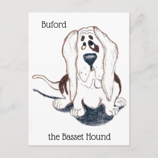 Buford der Basset-Hund-Postkarte Postkarte (Vorderseite)