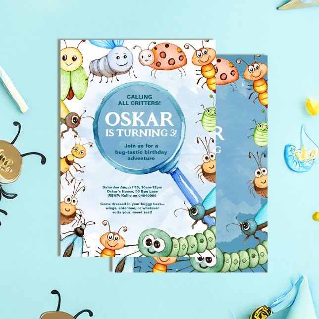Bug Birthday Invitation, Critter Birthday Boy Einladung (Von Creator hochgeladen)