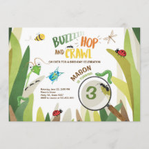 Bug Birthday Invitation Insect Bugs Boy bugging