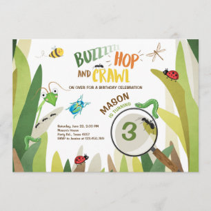 Bug Birthday Invitation Insect Bugs Boy bugging Einladung