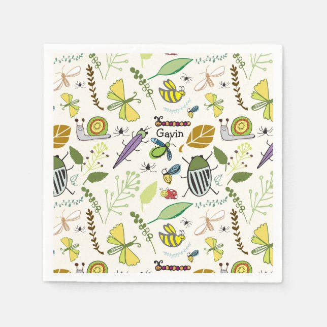 Bug Birthday Party Paper Napkin Serviette (Vorderseite)