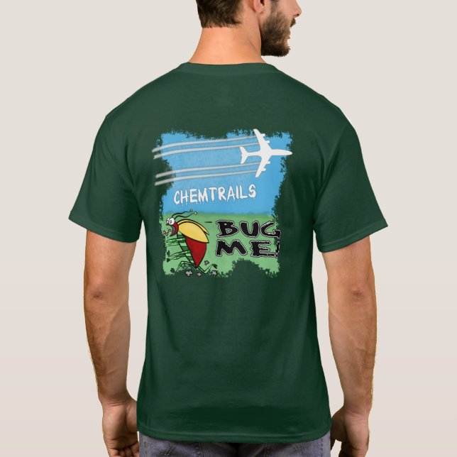 Bug, der vom Chemtrail-Flugzeug wegläuft T-Shirt (Rückseite)