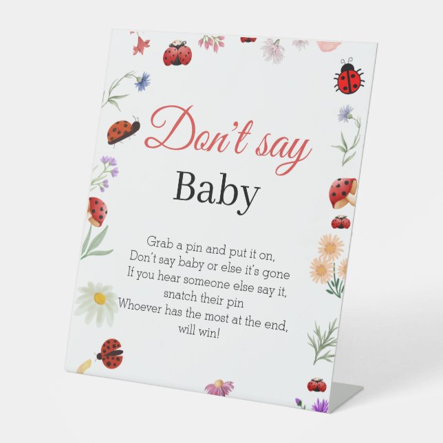 Bug Don't Say Baby Shower Game-Zeichen Sockelschild (Vorderseite)