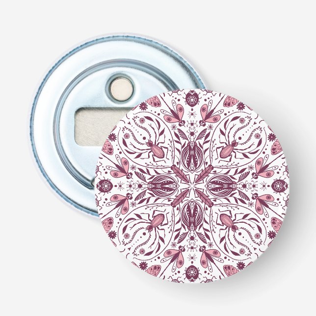 Bug, dunkle Magenta und rosa auf weiß Flaschenöffner (Vorderseite)