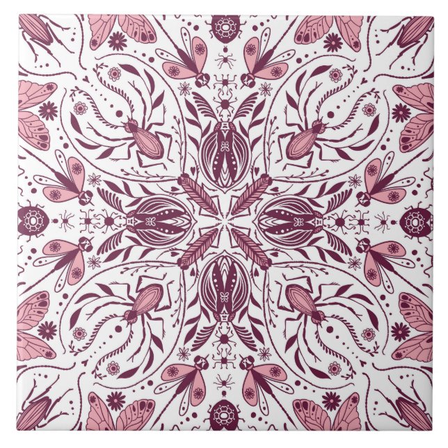 Bug, dunkle Magenta und rosa auf weiß Fliese (Vorderseite)