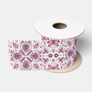 Bug, dunkle Magenta und rosa auf weiß Satinband