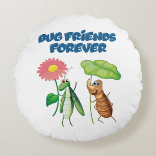 Bug Friends Forever Rundes Kissen