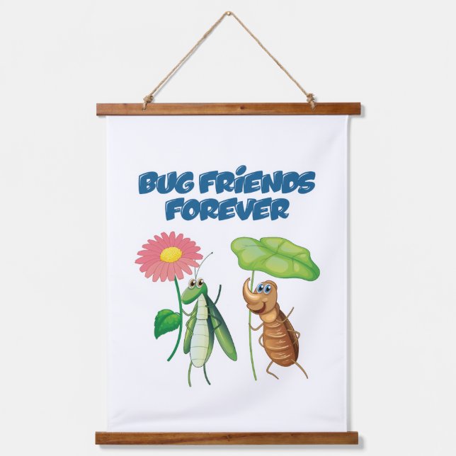 Bug Friends Forever Wandteppich Mit Holzrahmen (Vorderseite)