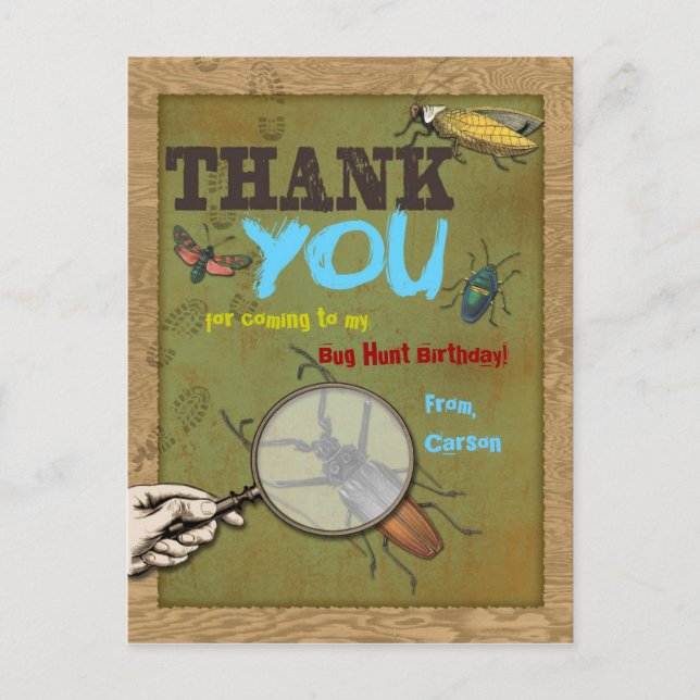 Bug Hunt Danke Postcard Postkarte (Vorderseite)