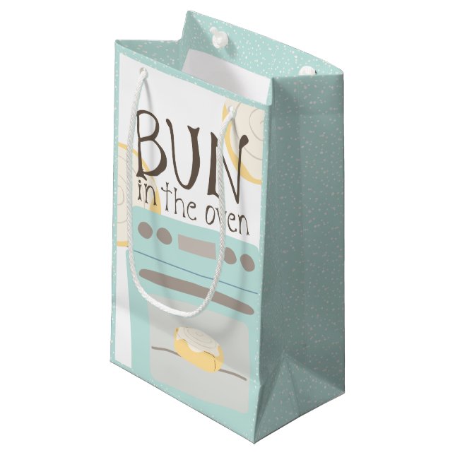 Bug in den Ofen kleine Geschenktasche Geschenktüte (Vorderseite Schrägansicht)