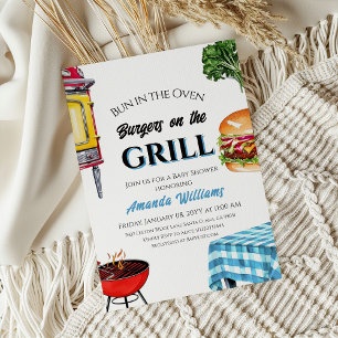 Bug in Oven Burger on Grill Boy GRILLEN Baby Showe Einladung