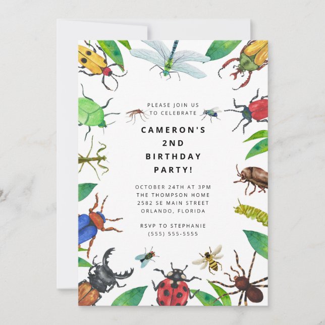 Bug Insect Boy Birthday Invitation Einladung (Vorderseite)