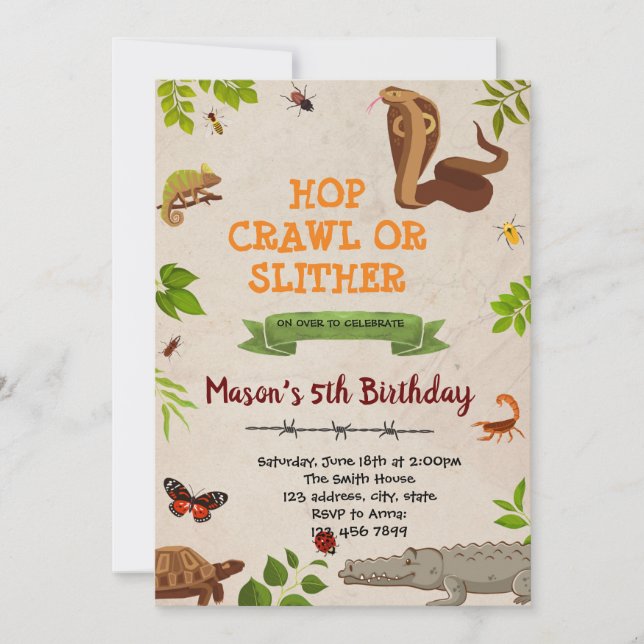Bug Insektenreptilien-Themenparty Einladung (Vorderseite)
