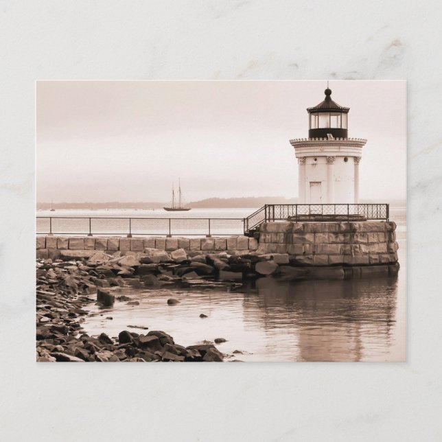 Bug Light, Portland Breakwater Light Postcard Postkarte (Vorderseite)