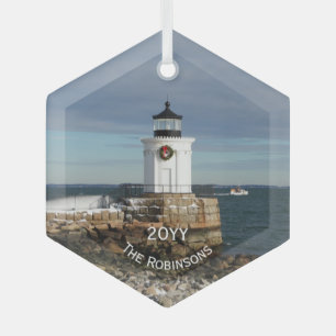 Bug Light Portland Breakwater Lighthouse Ornament Aus Glas