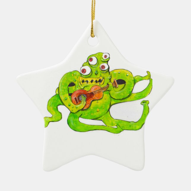Bug Mit Augen Monster Plays Guitar Keramik Ornament (Vorne)