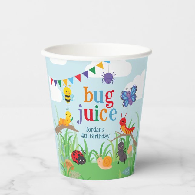 Bug Party Bug Juice Birthday Niedlich Paper Cup Pappbecher (Vorderseite)