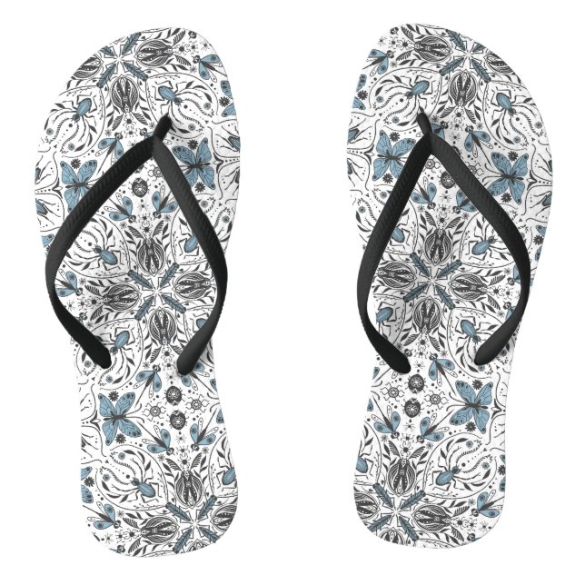 Bug, schwarz und blau flip flops (Fußbett)