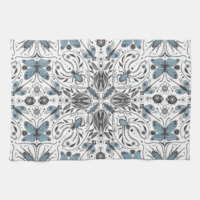Bug, schwarz und blau geschirrtuch (Horizontal)