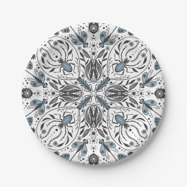 Bug, schwarz und blau pappteller (Vorderseite)
