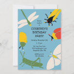 Bug Themed Birthday Party Custom Einladung<br><div class="desc">Suchen Sie nach individuellem Party lädt ein für jemanden, der Insekten Lieben? Diese Party Einladungen haben ein Bug-Thema mit Illustrationen verschiedener Insekten, wie Käfer, Libelle, eine Zikada, eine Motte und ein Gras-Hopper in fett und hellen Farben Set vor einem hellblauen Hintergrund. Sie lassen sich einfach mit allen Party-Details in schwarzer...</div>