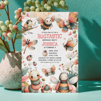 Bug - Themed Whimsical Insekten Niedliche Kinder z Einladung