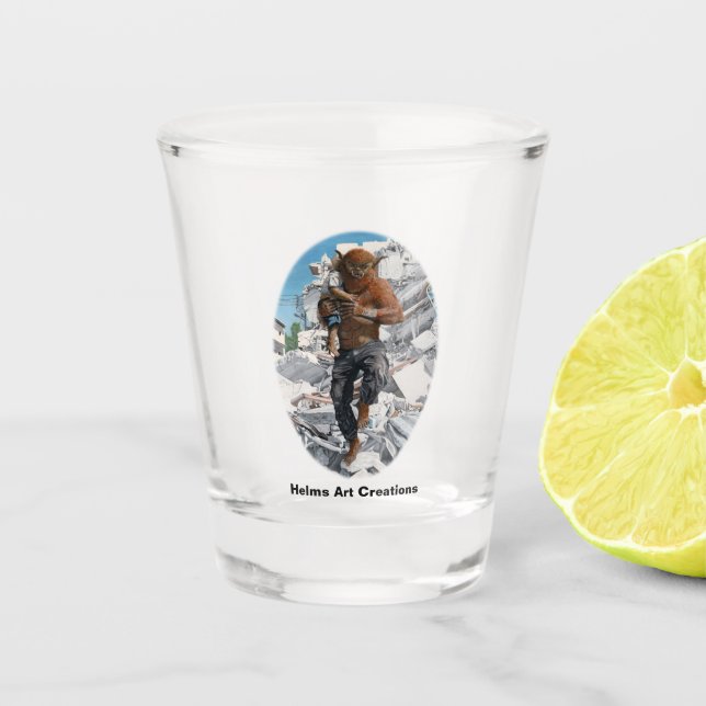 Bugbear Hero Child Rescue Fantasy Art Shot Glass Schnapsglas (Vorderseite)
