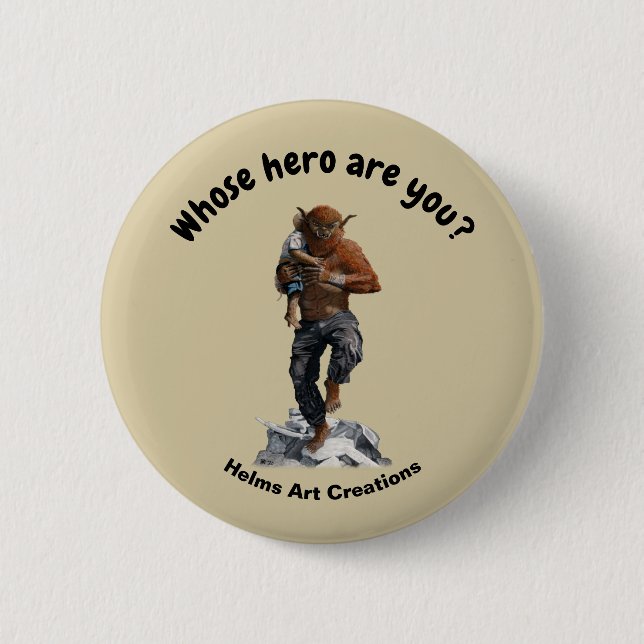 Bugbear Hero Child Rescue Fantasy Fantasy Art Butt Button (Vorderseite)