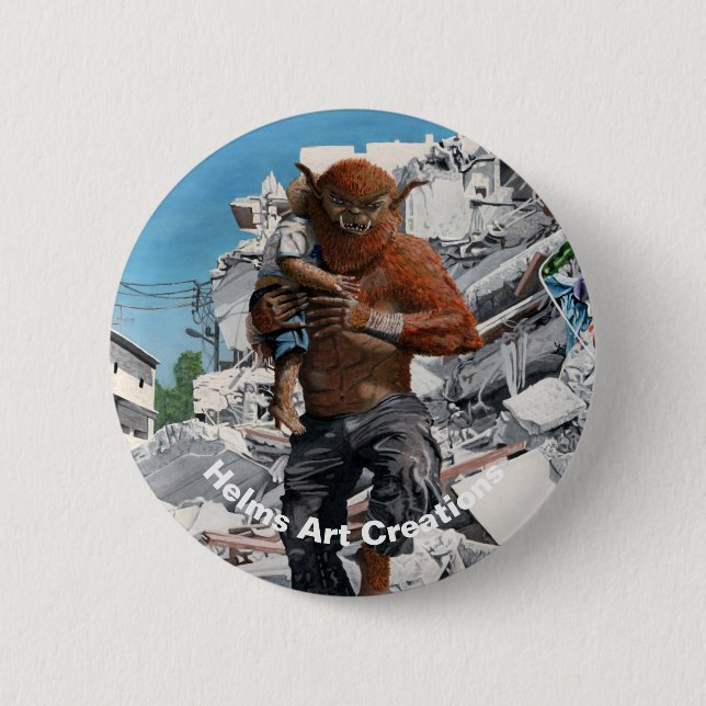 Bugbear hero retcuing Child Fantasy Art Button (Vorderseite)