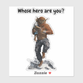 Bugbear Hero Retcuing Child Fantasy Art Sticker
