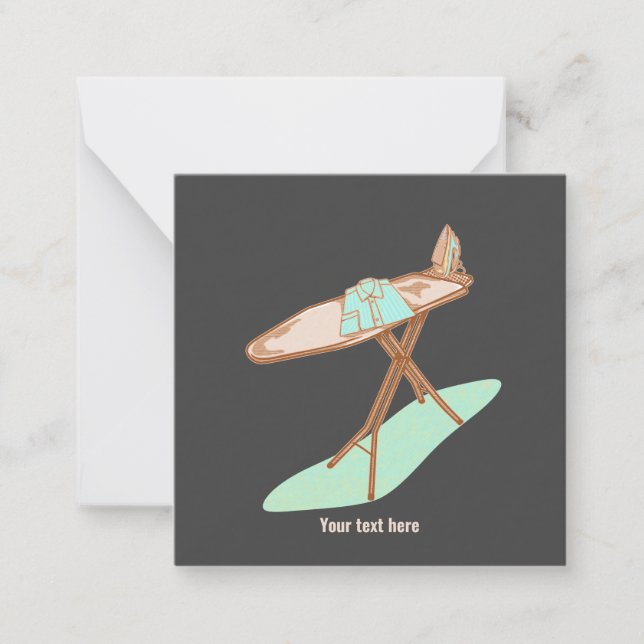 Bügeleisen und -brett, Hausarbeit Mitteilungskarte (Vorderseite)