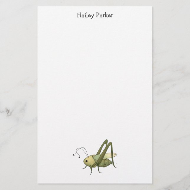 Buggin Sie auch · Heuschrecke Briefpapier (Vorderseite)