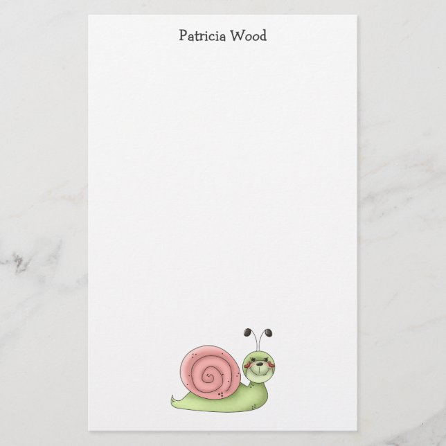 Buggin Sie · Grüne u. rosa Schnecke Briefpapier (Vorderseite)