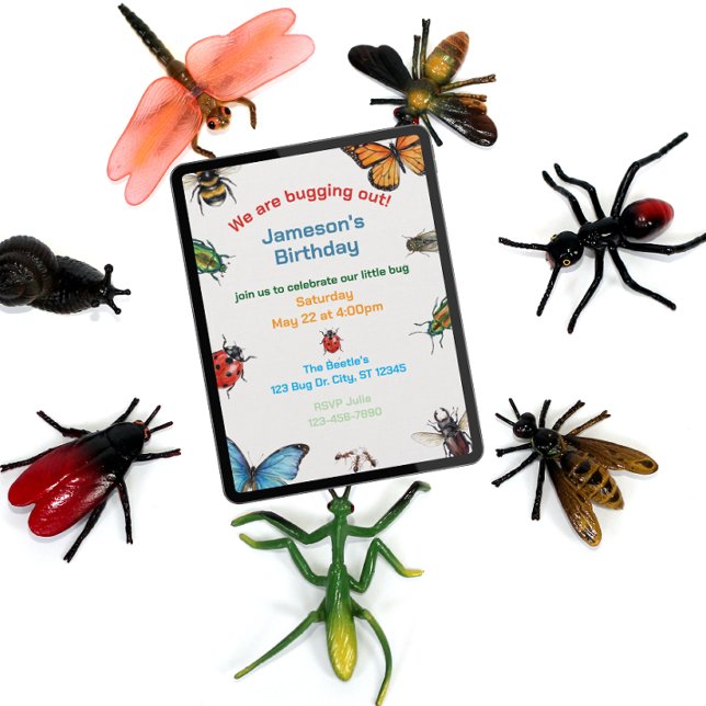 Bugging Out Kids Illustrated Birthday Einladung (Von Creator hochgeladen)